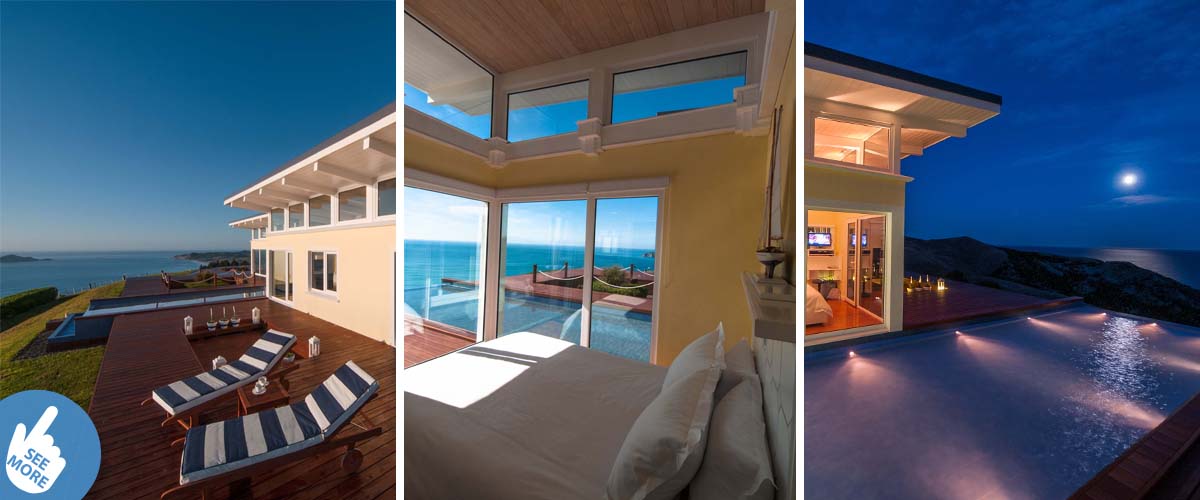 Luxury real estate for sale in New Zealand with stunning ocean vista, even from bed.